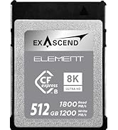 Exascend Element 512GB CFexpress Tip B 1200MB/s Yazma Hızı, 1800MB/s Okuma Hızı, RAW 4K Vid için...