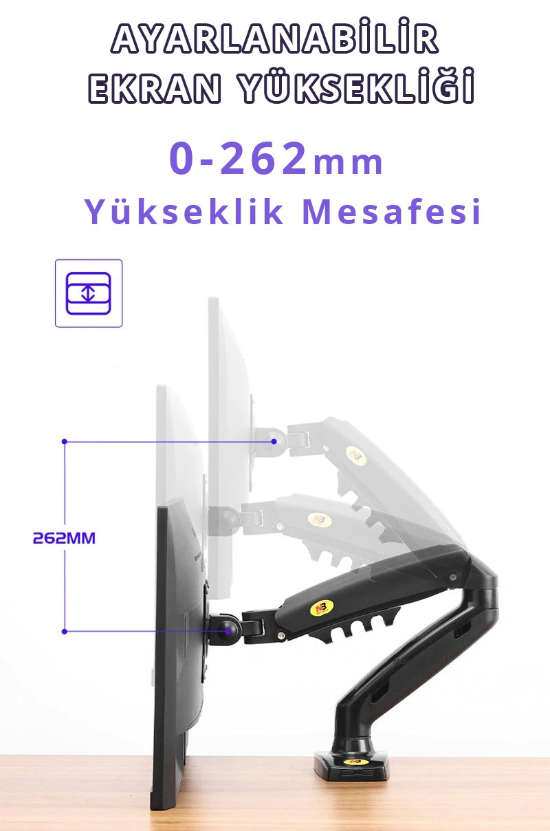 North Bayou 17-30'' Tek Kol Amortisörlü Stand Lcd-Led Monitör Tutucu Askı Aparatı F80 