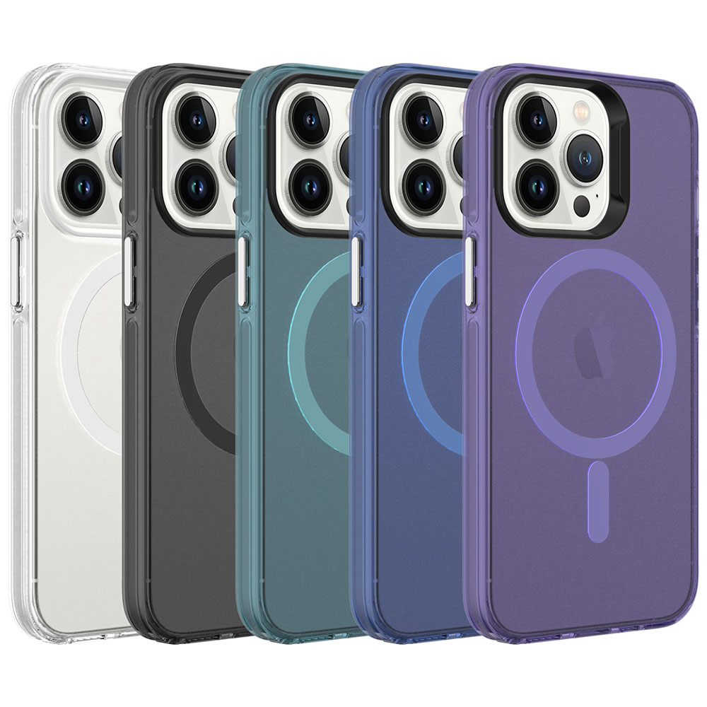 Apple iPhone 13 Pro Max Kılıf Zore M-safe Şarj Özellikli Buzlu Transparan C-Pro Sert Kapak - 7