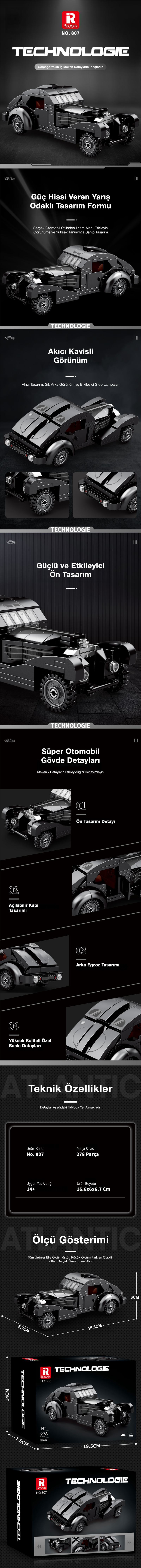 Reobrix Sports Car Bugatti Type 57SC Atlantic 807 Brick Yapım Seti