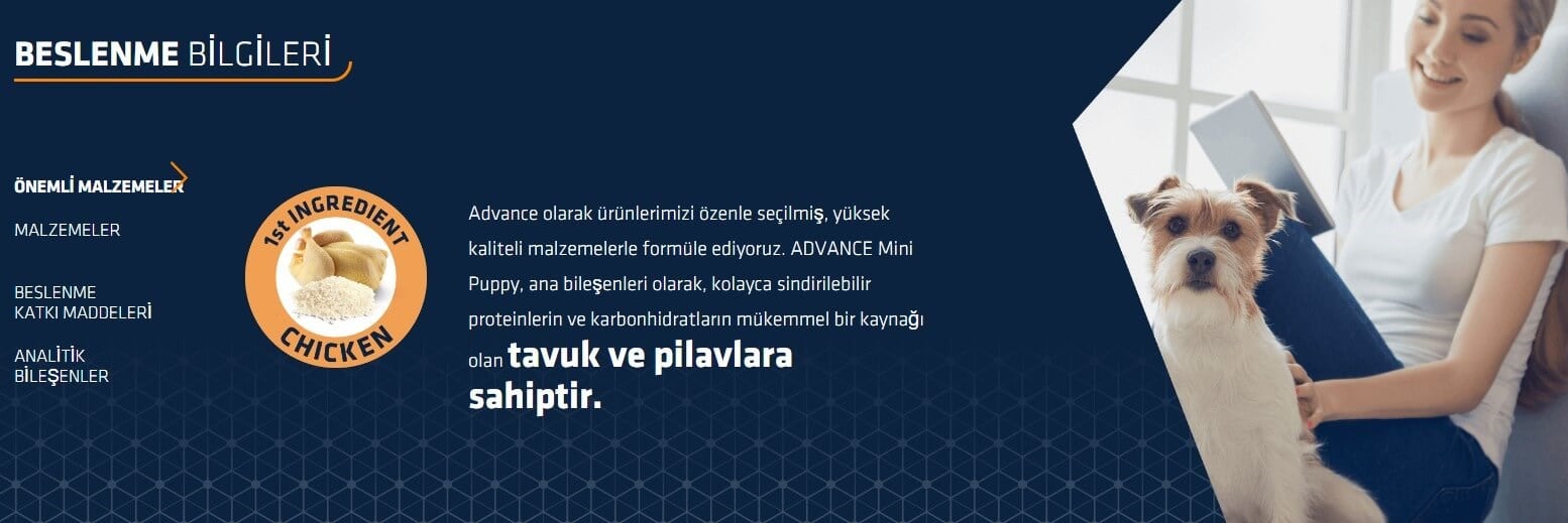 advance puppy mini tavuklu küçük ırk yavru köpek maması 