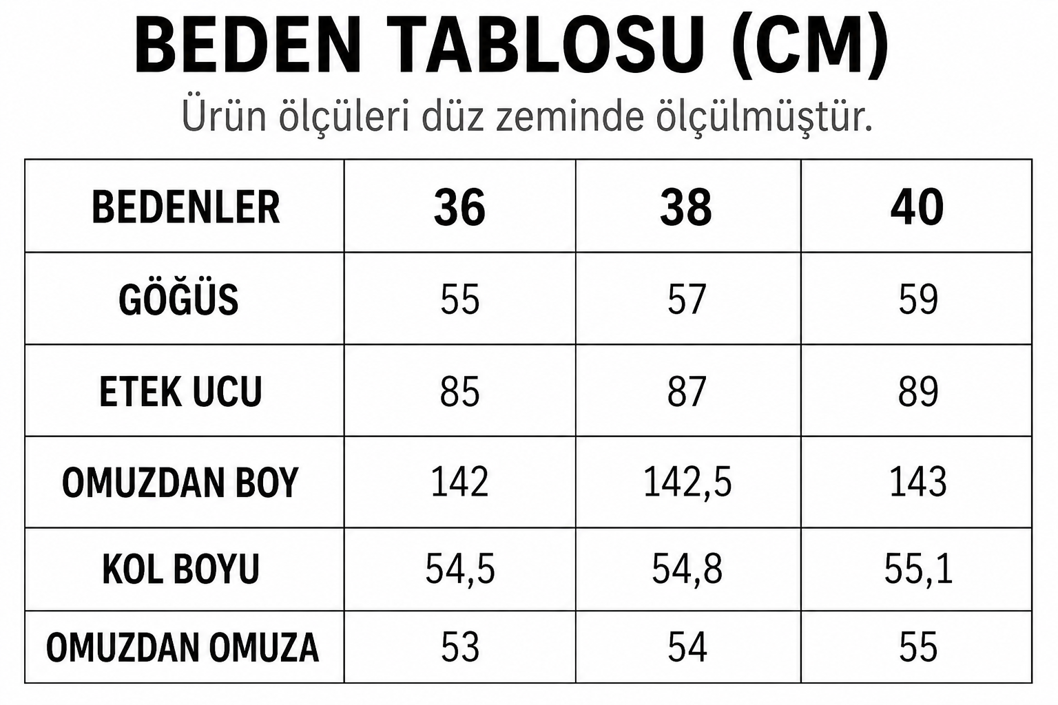 Beden Tablosu