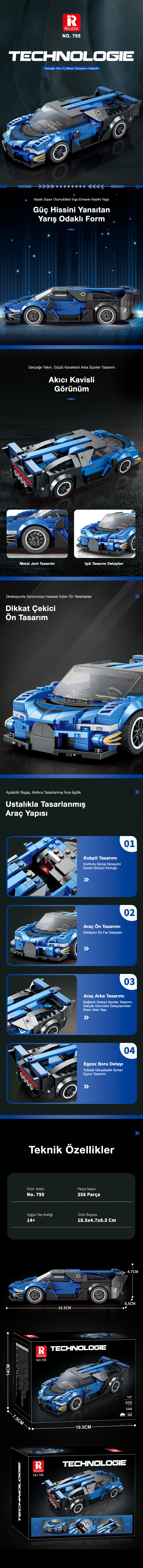 Reobrix Supercar Jaguar Vision Gran Turismo 795 Brick Yapım Seti