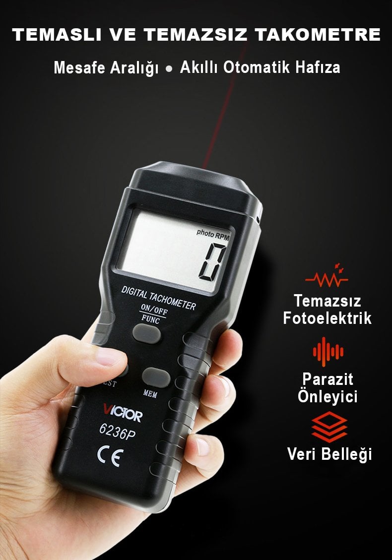 Powermaster Temaslı Optik+Değmeli Takometre PM-14626