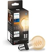 Philips Hue White E27 Filament Lamba (550 lm), Hue Işık Sistemi için Kısılabilir LED Standart Lamba...