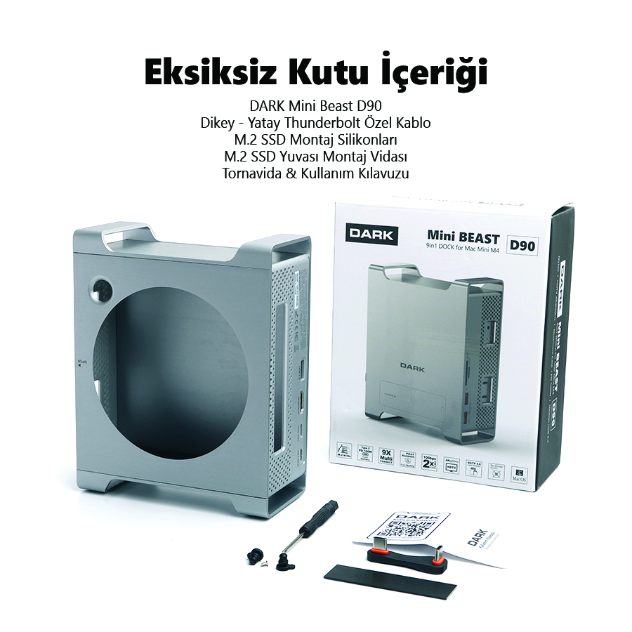 Dark D90 9in1 Mac Mini M4 Workstation - 8tb M.2 Nvme SSD Fiyatı
