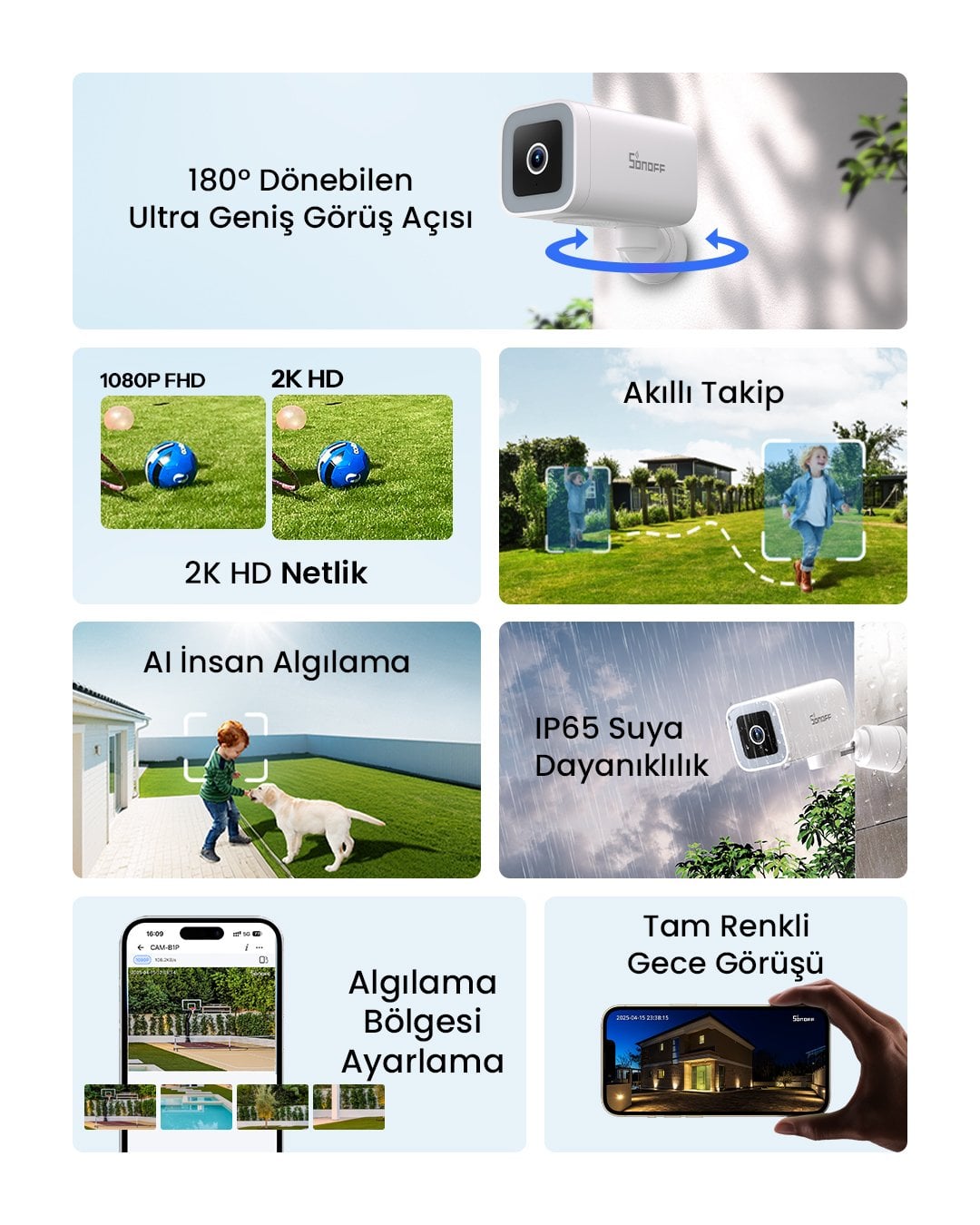 SONOFF CAM-B1P Hareketli Akıllı Dış Mekan Kamerası