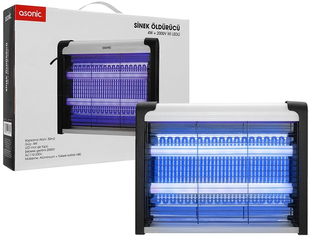 Asonic Siyah 4 Watt + 2000 Volt İki Ledli Sinek Kovucu AS-A28