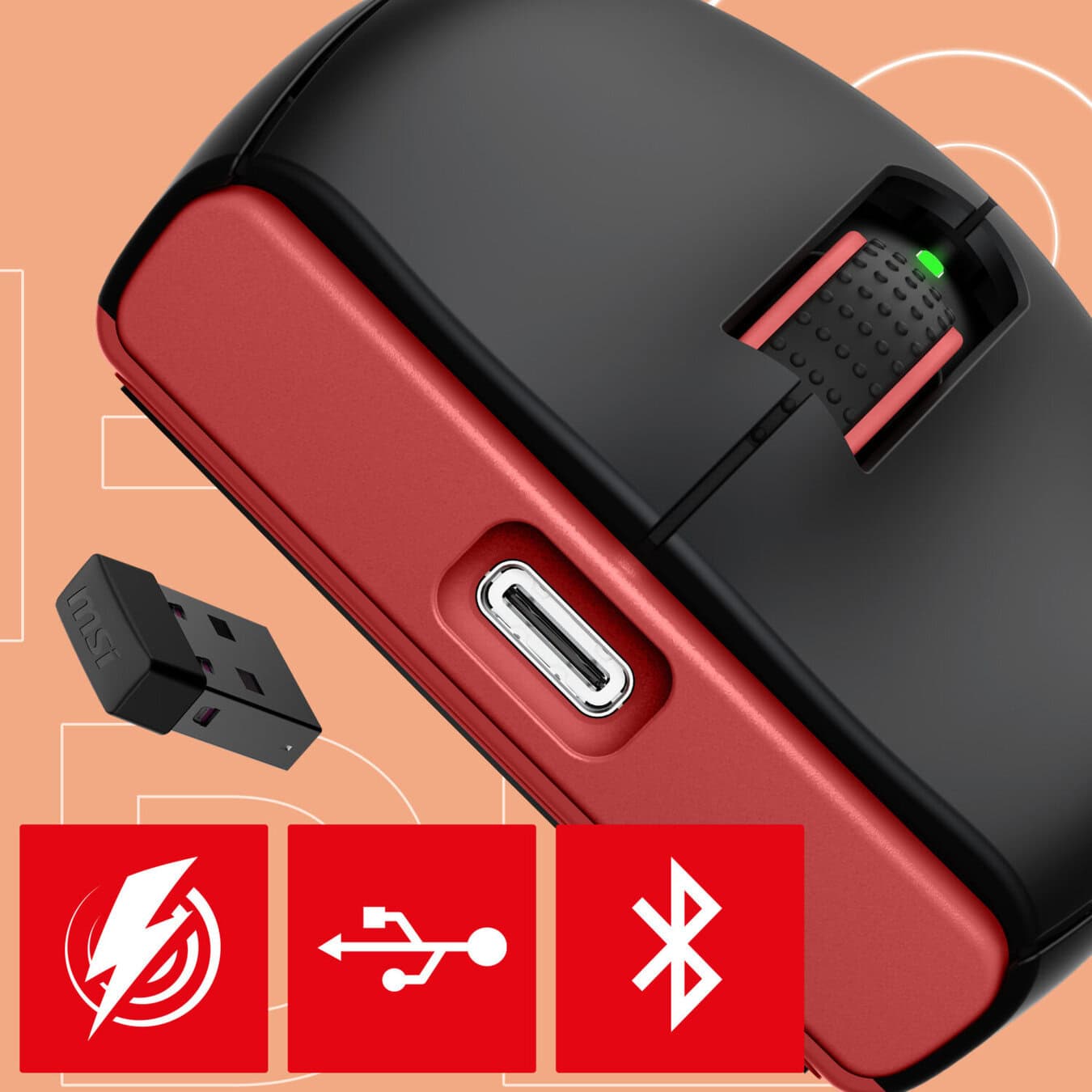 MSI FORGE GM340 WIRELESS Violet PixArt 3311 Sensör RGB Kablosuz Gaming Mouse h7