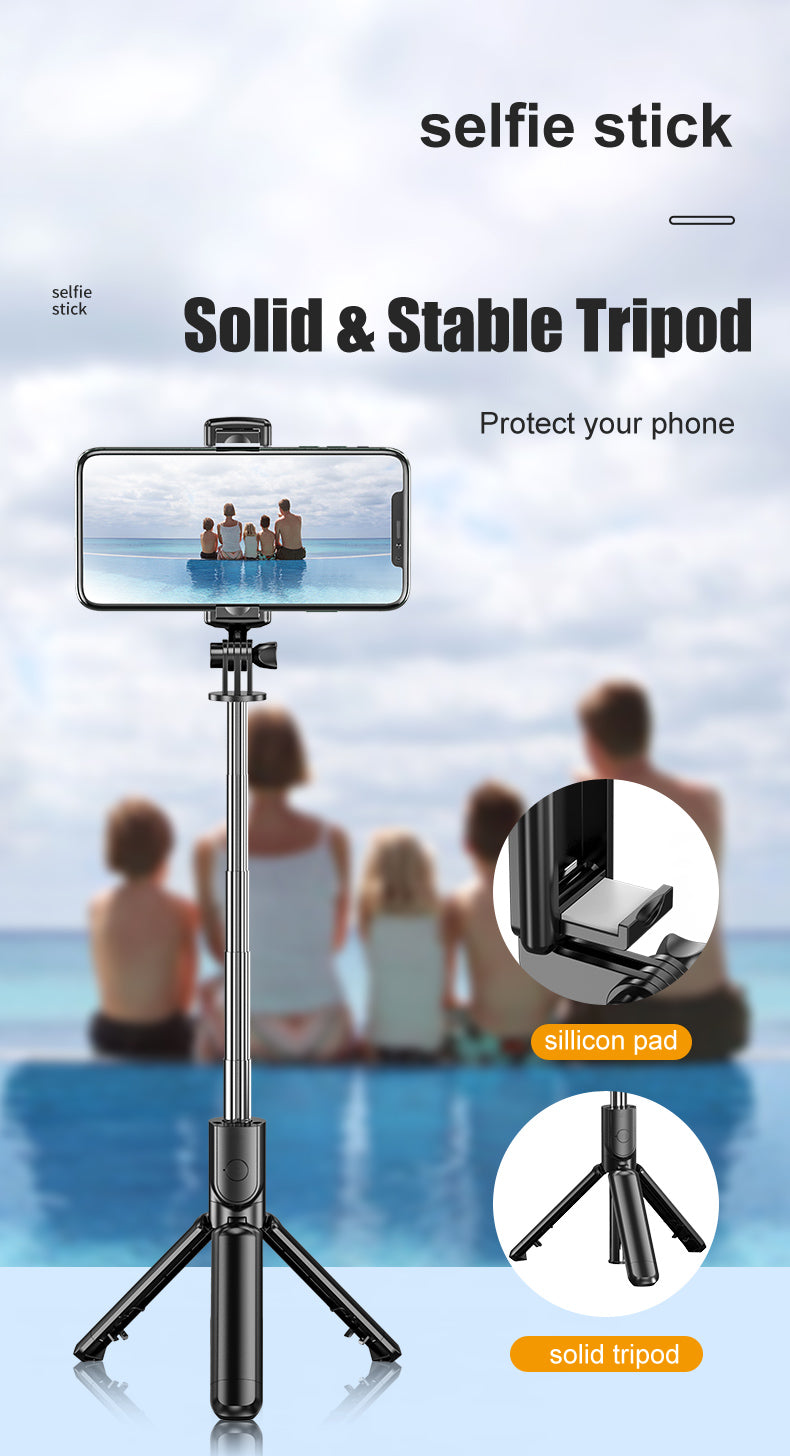 S03 Sökülebilir klips 360 Derece Dönen Kablosuz Taşınabilir Cep Telefonu İçin Selfie Çubuğu Tripod
