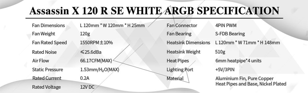 Thermalright Assassin X 120 Refined Se White Argb Soğutucu H5