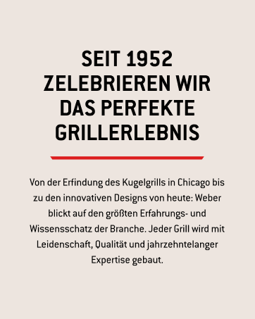 Metin "1952'den beri ZELEBRIEREN WİZ MÜKEMMEL IZGARA DENEYİMİ" yazılıdır. 1952'den beri mangal deneyimi hakkında Almanca reklam metni.