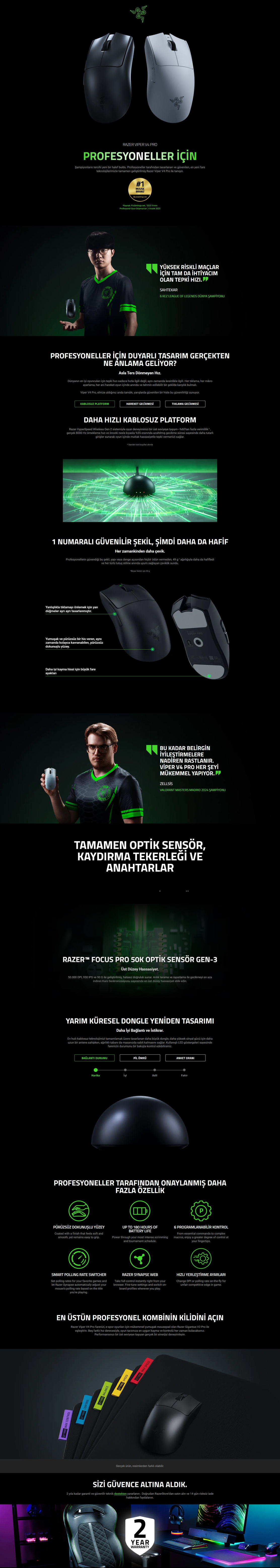 Razer Viper V4 Pro Kablosuz 49 g Ultra Hafif 8k Hz E-spor Fiyatı Razer Viper V4 Pro Kablosuz 49 g Ultra Hafif 8k Hz E-spor Fiyatı