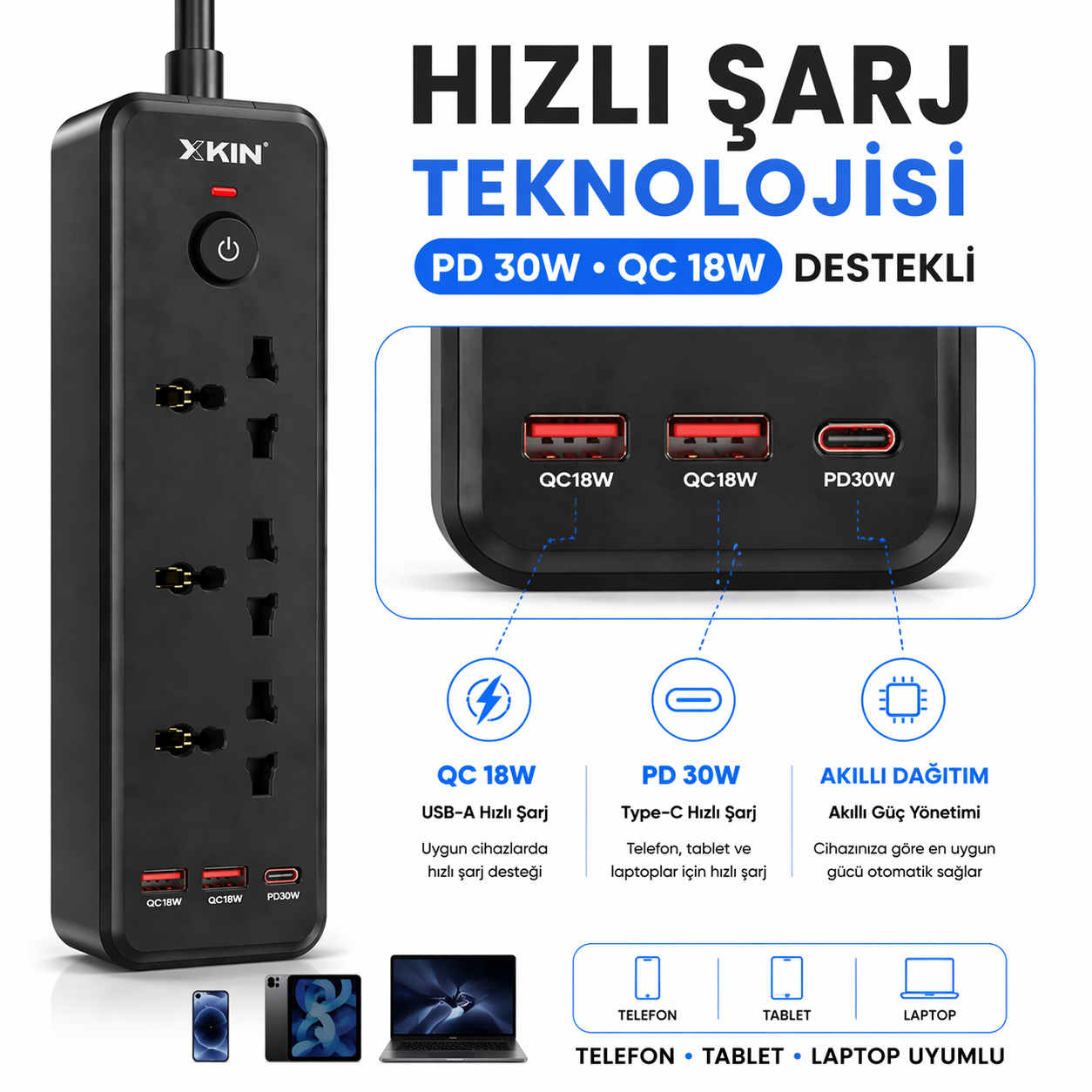6 in 1 çoklu priz
