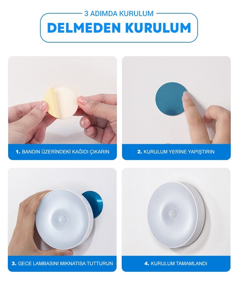  MX-W002 Kızılötesi Hareket Sensörlü USB Şarjlı Beyaz İndiksiyon Gece Lambası İçerik