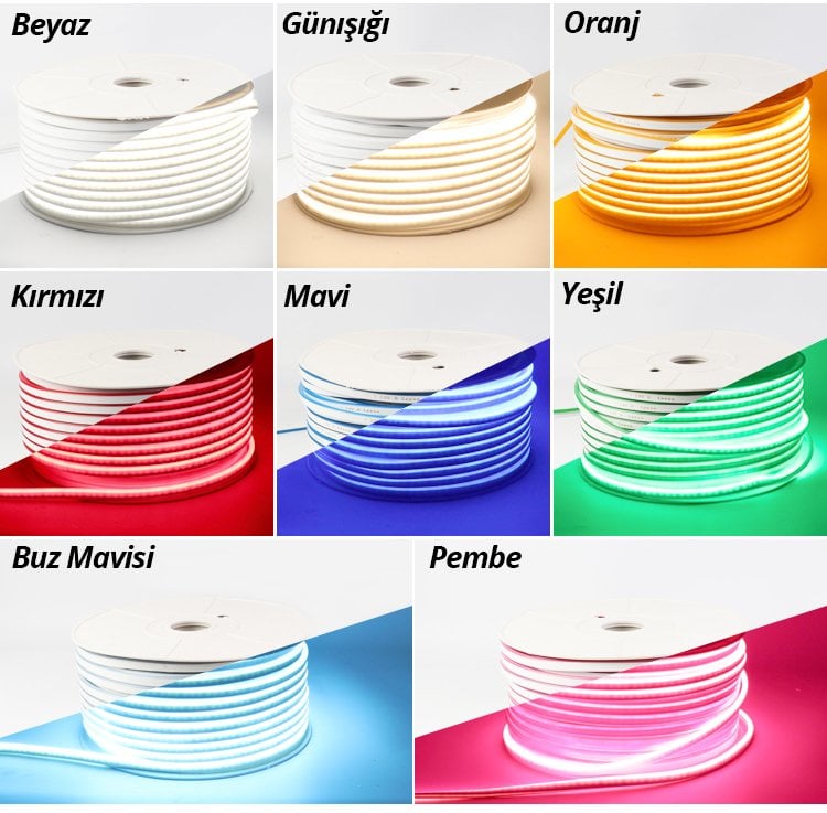 Powermaster 12 Volt 100 Metre Pembe Neon Şerit Led