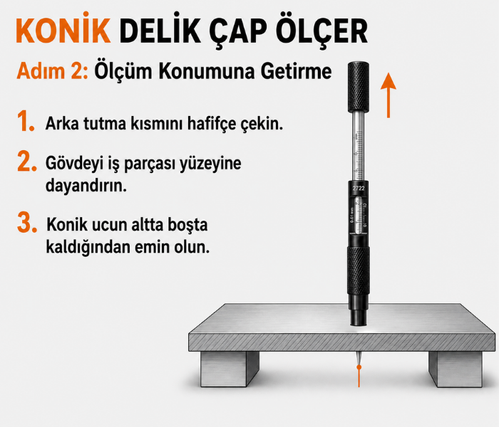 KC-05 sürgülü kısmın iş parçası yüzeyine dayandırılması