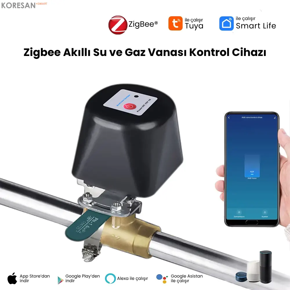 Tuya Akıllı Su Gaz Vanası – Zigbee