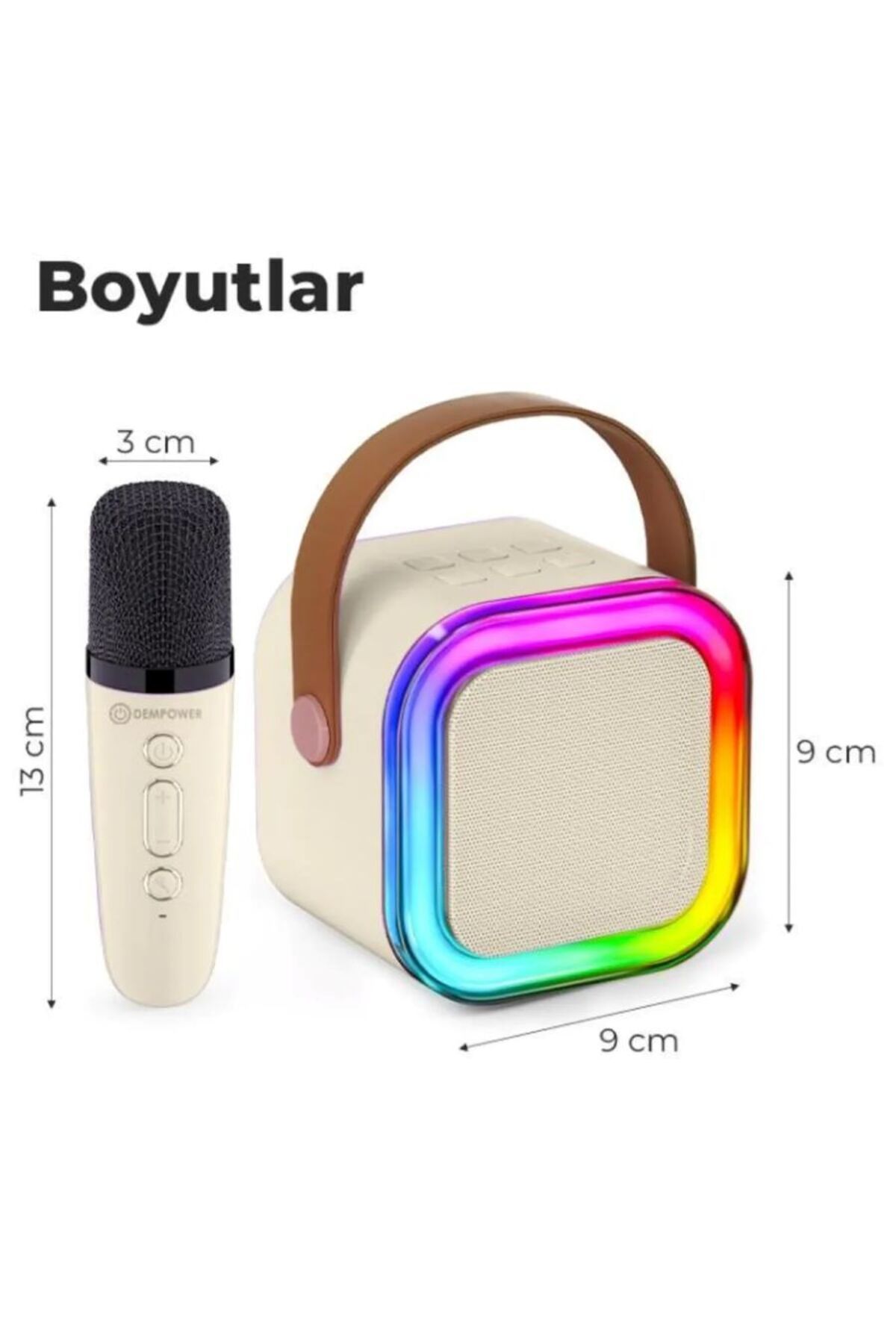 Kensa Rgb Işıklı Kablosuz Mikrofonlu Taşınabilir Bluetooth Hoparlör Karaoke Müzik