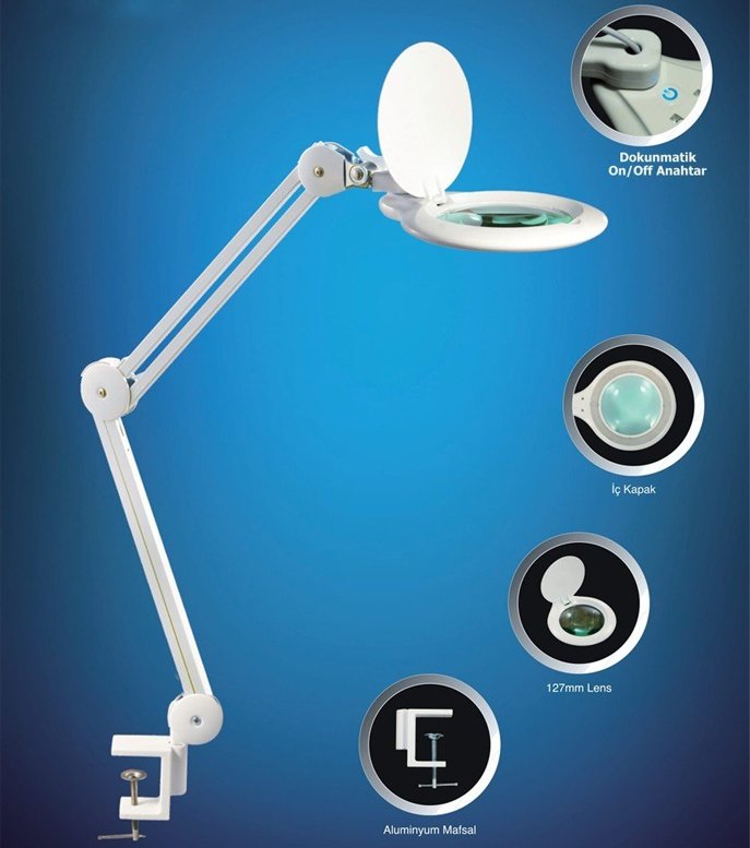 Class 127Mm Mercekli 81 Ledli 5 Diopter Büyüteç Akrobat Masa Lambas