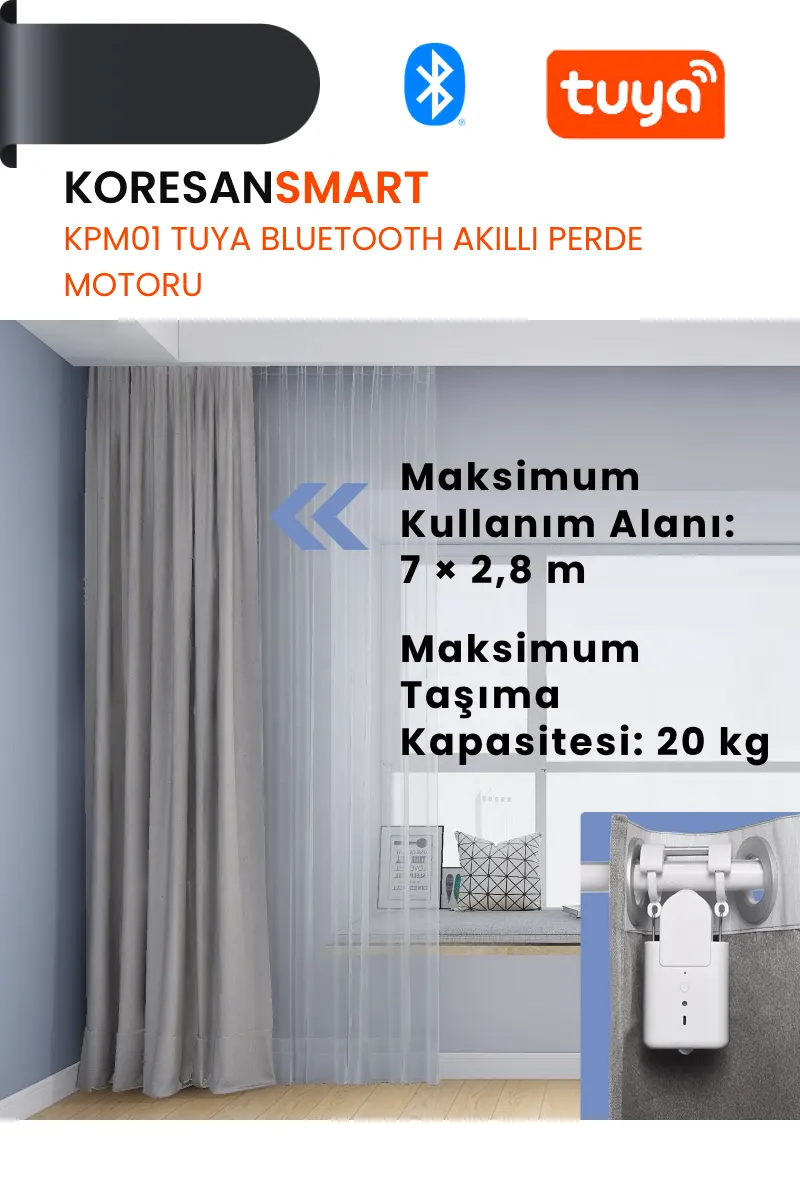 KPM01 Tuya Bluetooth Akıllı Perde Motoru ev ofis otel kullanım alanları