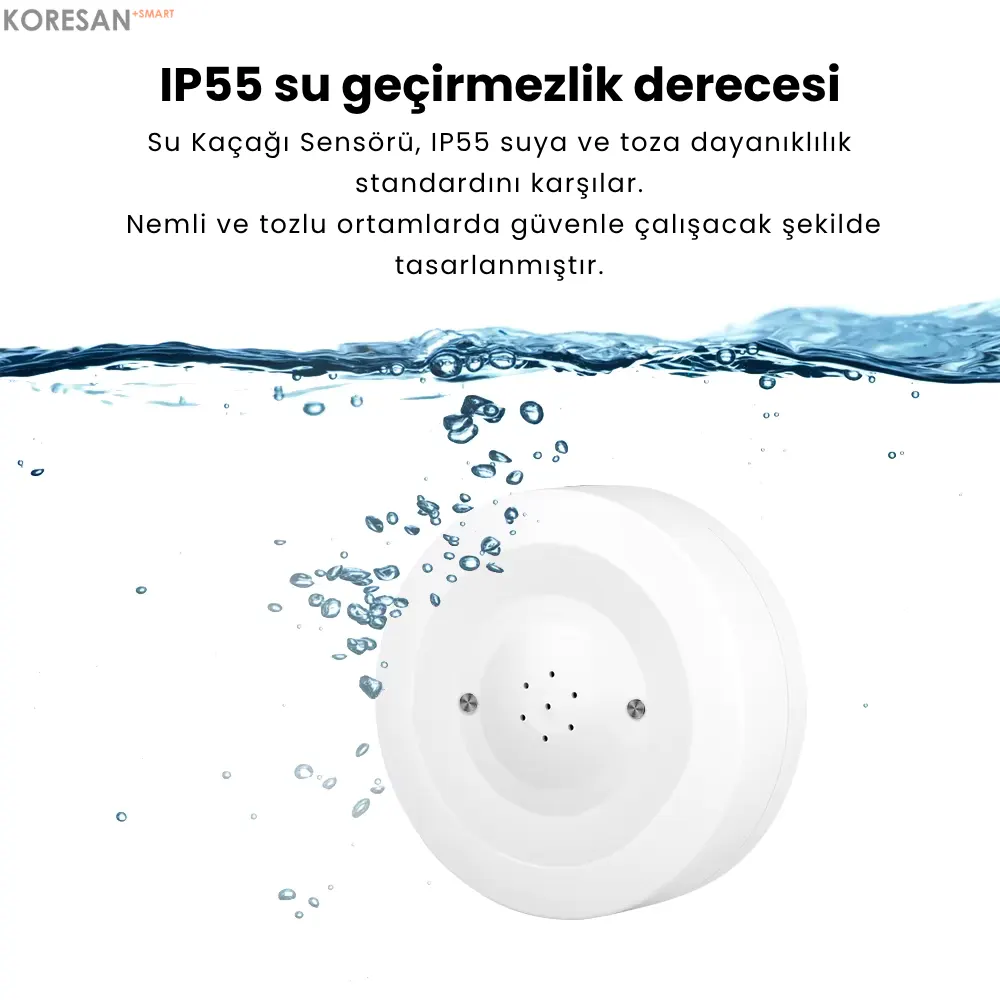 Tuya Sirenli Su Baskını Sensörü – Zigbee IP55 su geçirmezlik özellikli akıllı su baskını sensörü