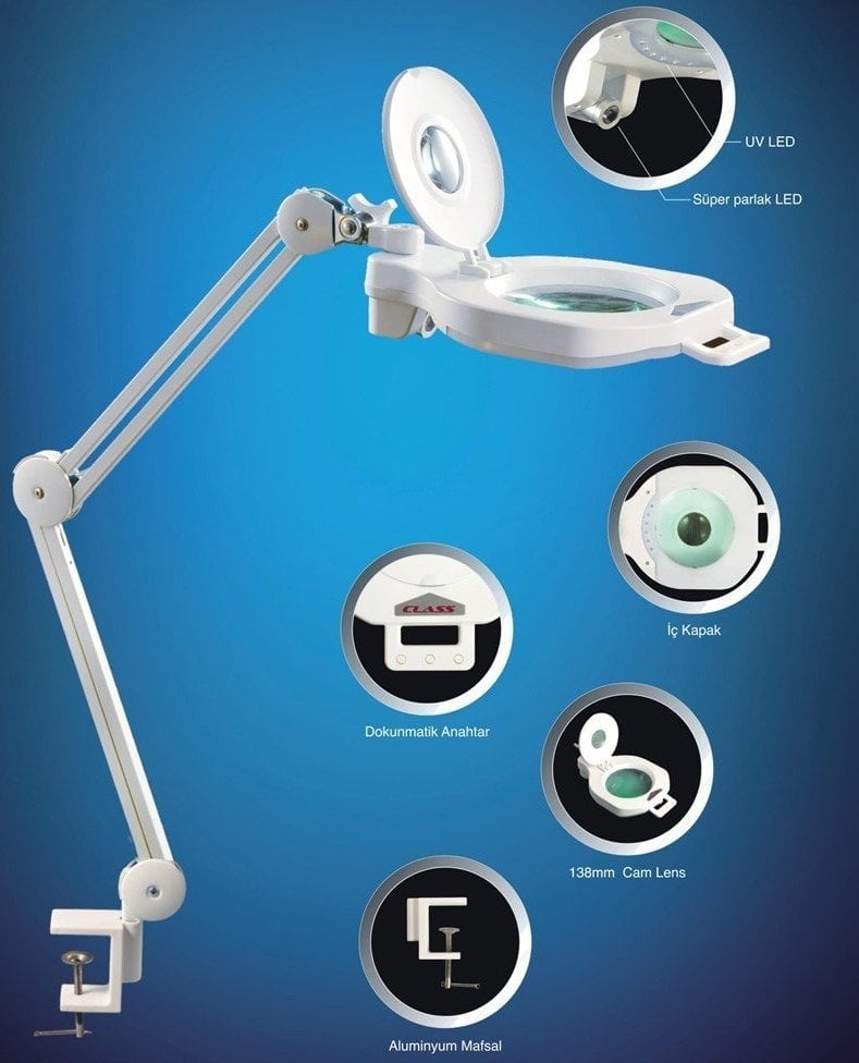 Class 138Mm Lens Mercekli 81+1 Ledli 5 Diopter Büyüteç Akrobat Masa Lambası