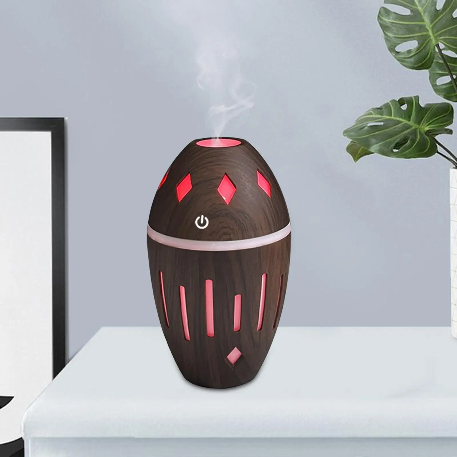 Cool Mist Humidifier, Silent Portable Wood Grain Air Humidifier for Tabletop Nursery Living Room