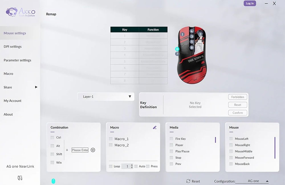 Akko Ag One 8k Hz The King’s Avatar – Ye Xiu Gaming Mouse H7