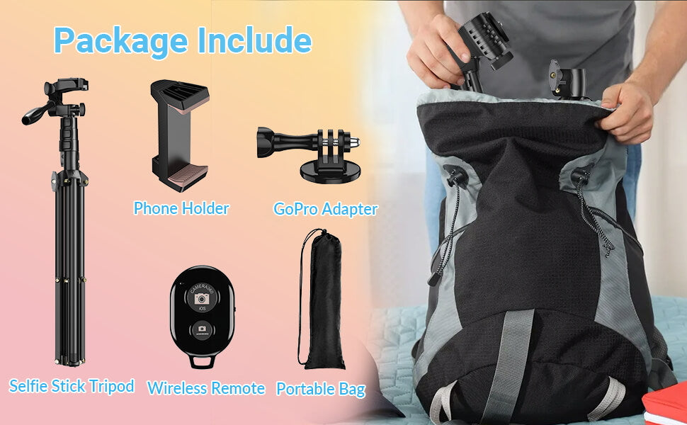 Apexel jj070 selfie çubuğu tripodu, uzaktan kumandalı Paket İçeriği