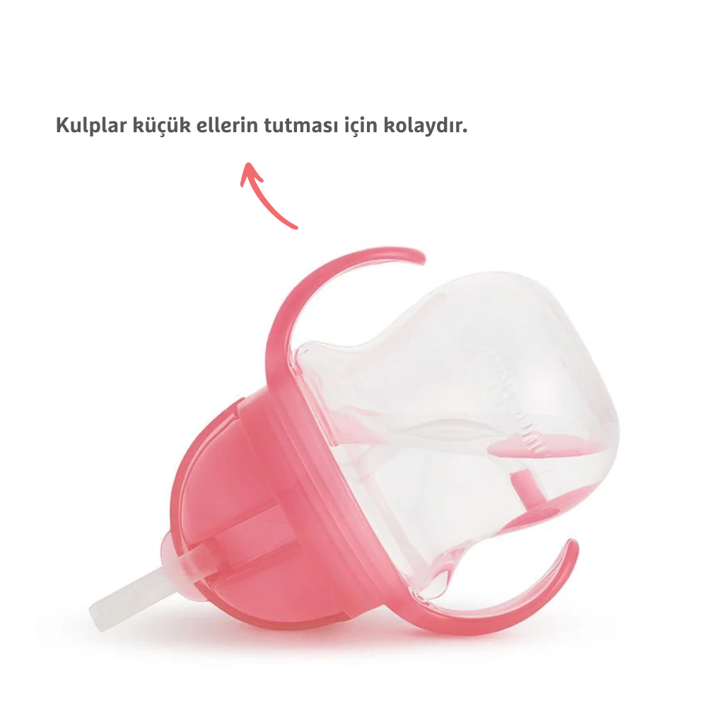 Munchkin Tıklama Kilitli Uçlu Pipetli Alıştırma Bardağı, 6AY+, 207ML, Pembe, 1 Adet görsel