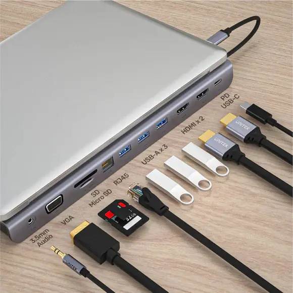 Unitek USB-C 11 in 1 Evrensel Hub MST Destekli D1022B