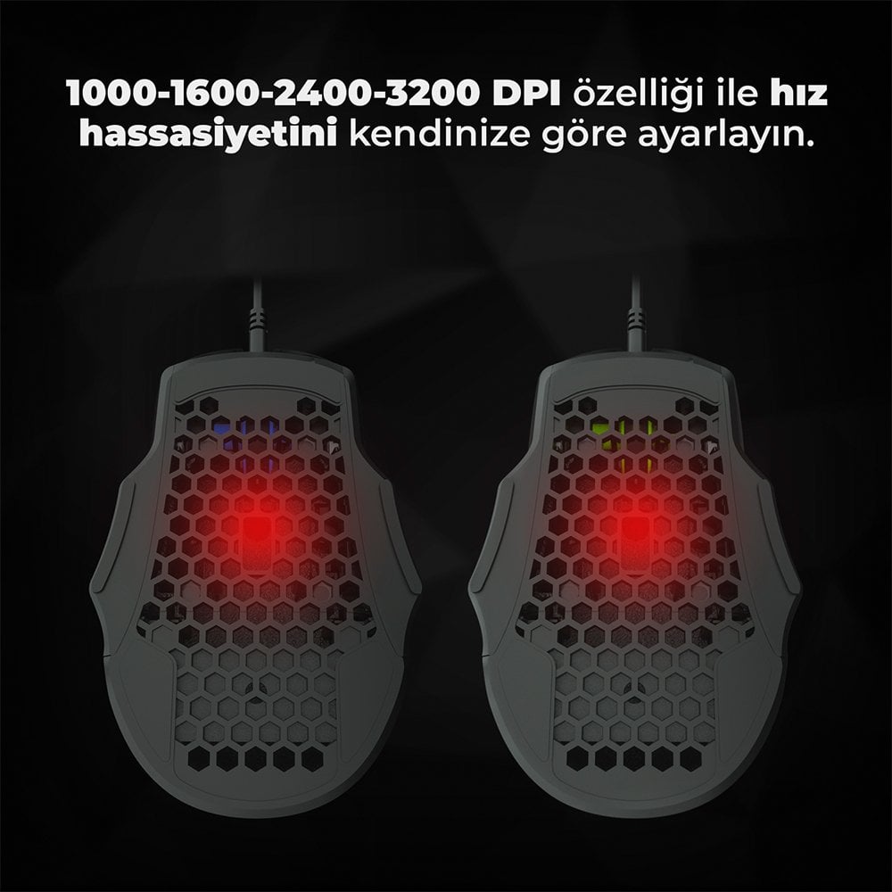 Lenovo Lecoo MS107 3200 DPI 7 Tuşlu Kablolu RGB Led Aydınlatmalı Gaming Oyuncu Mouse