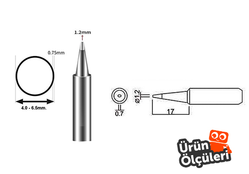 Bakon 900 M-T-1.2D Lehimleme Havya Ucu Ölçüleri