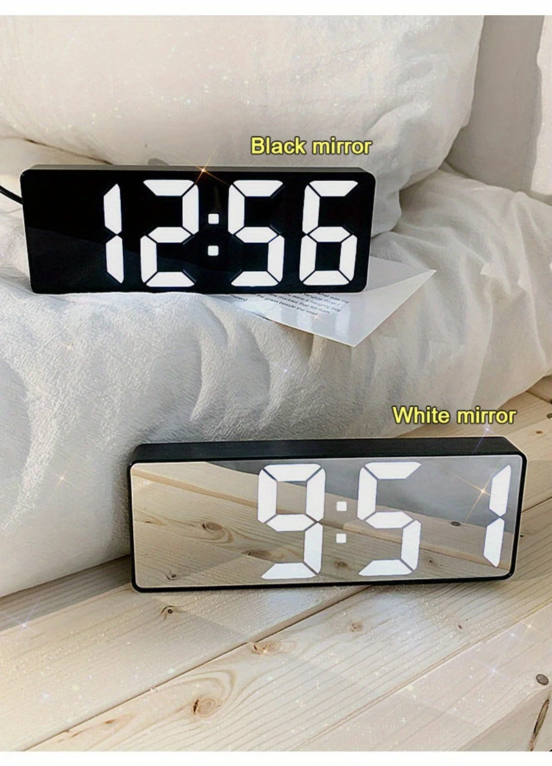 led ayna masa dijital alarm uyku zamanı masaüstü elektronik masa saatleri masa ayrıntılar 1
