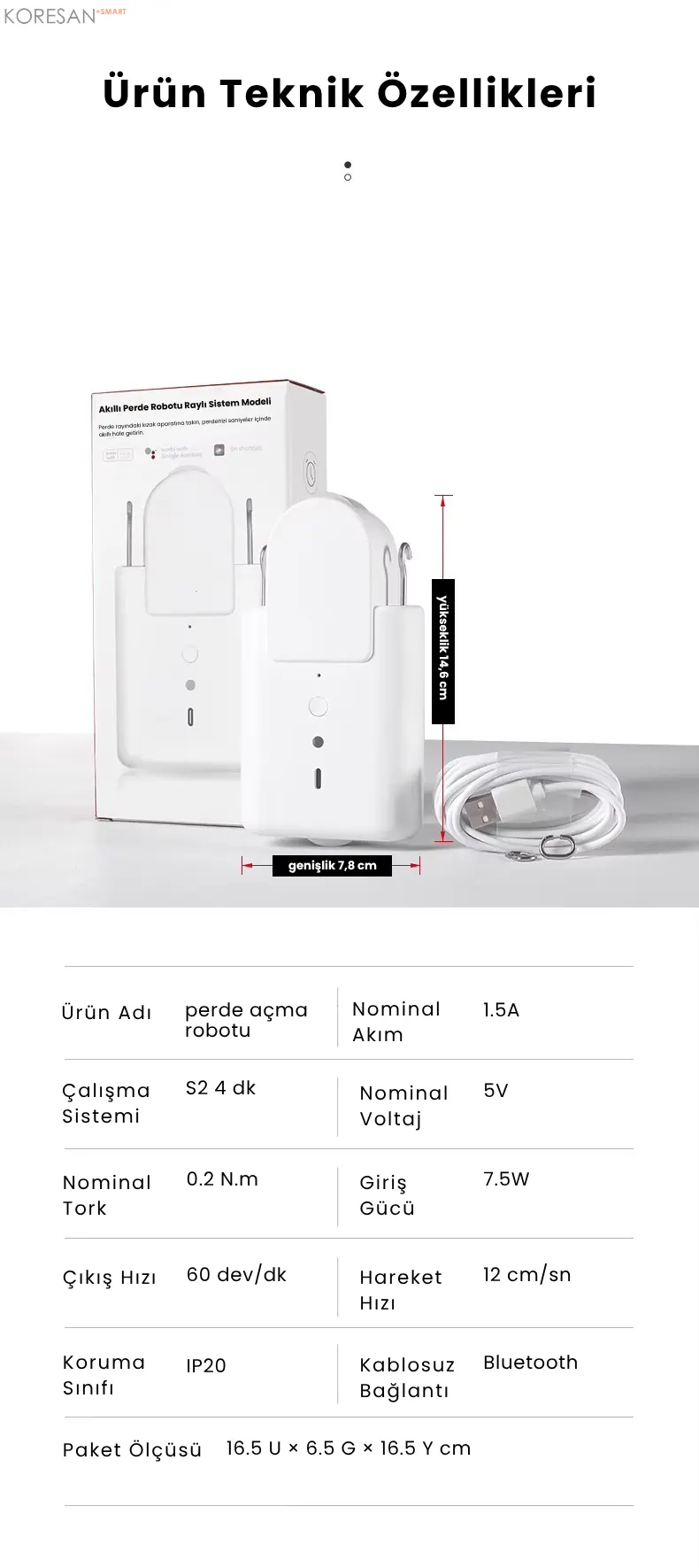 KPM01 Tuya Bluetooth Akıllı Perde Motoru teknik özellikleri ve motor bilgileri