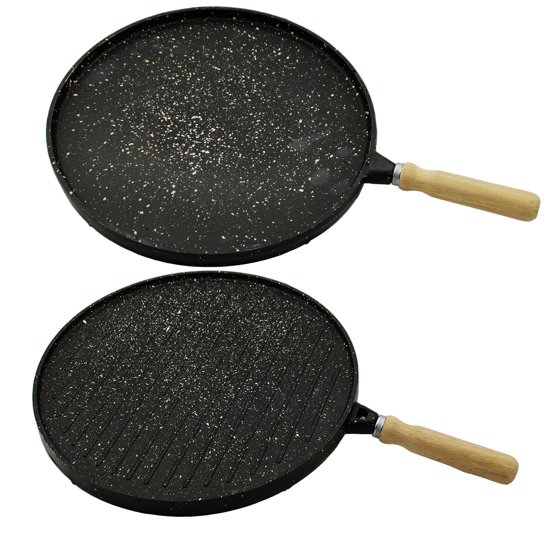 ANKAVERSE® Çift Taraflı Döküm Granit Bazlama - Gözleme Tavası 36cm