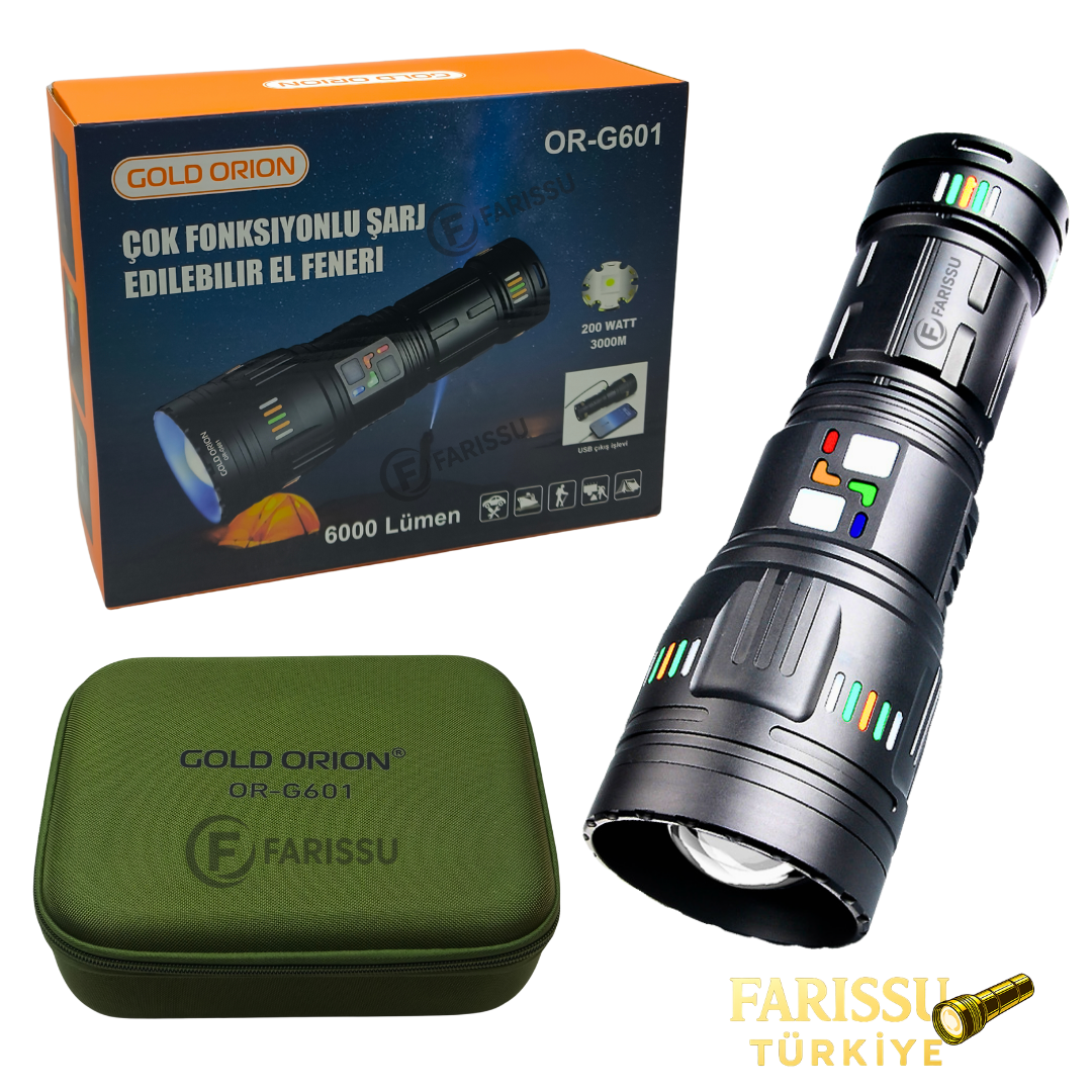 212 Farissu OR-G601 200W Lazer LED El Feneri + Yedek Pil Fiyatı