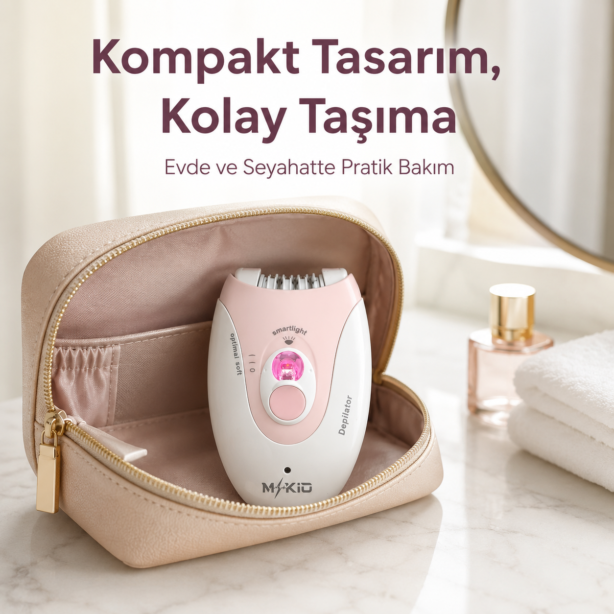 MKİO epilatör kompakt ve taşınabilir tasarım