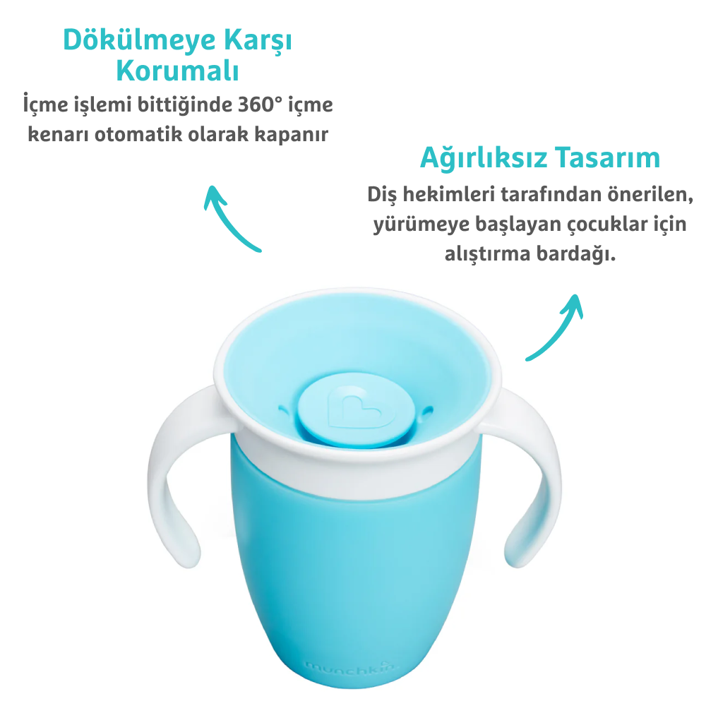 Munchkin Mucize 360° Alıştırma Bardağı, 6AY+, 207ML, Mavi, 1 Adet görsel