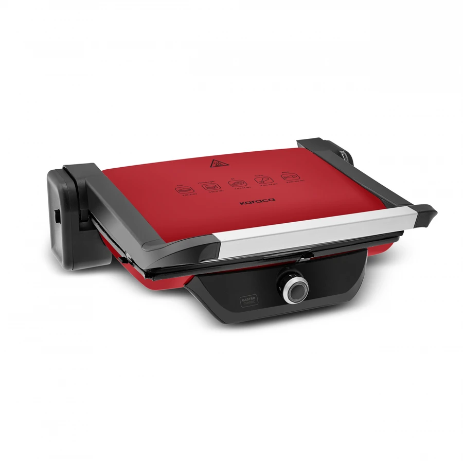 karaca gastro classic 6 dilim kapasiteli ızgara ve tost makinesi matte red 2000w