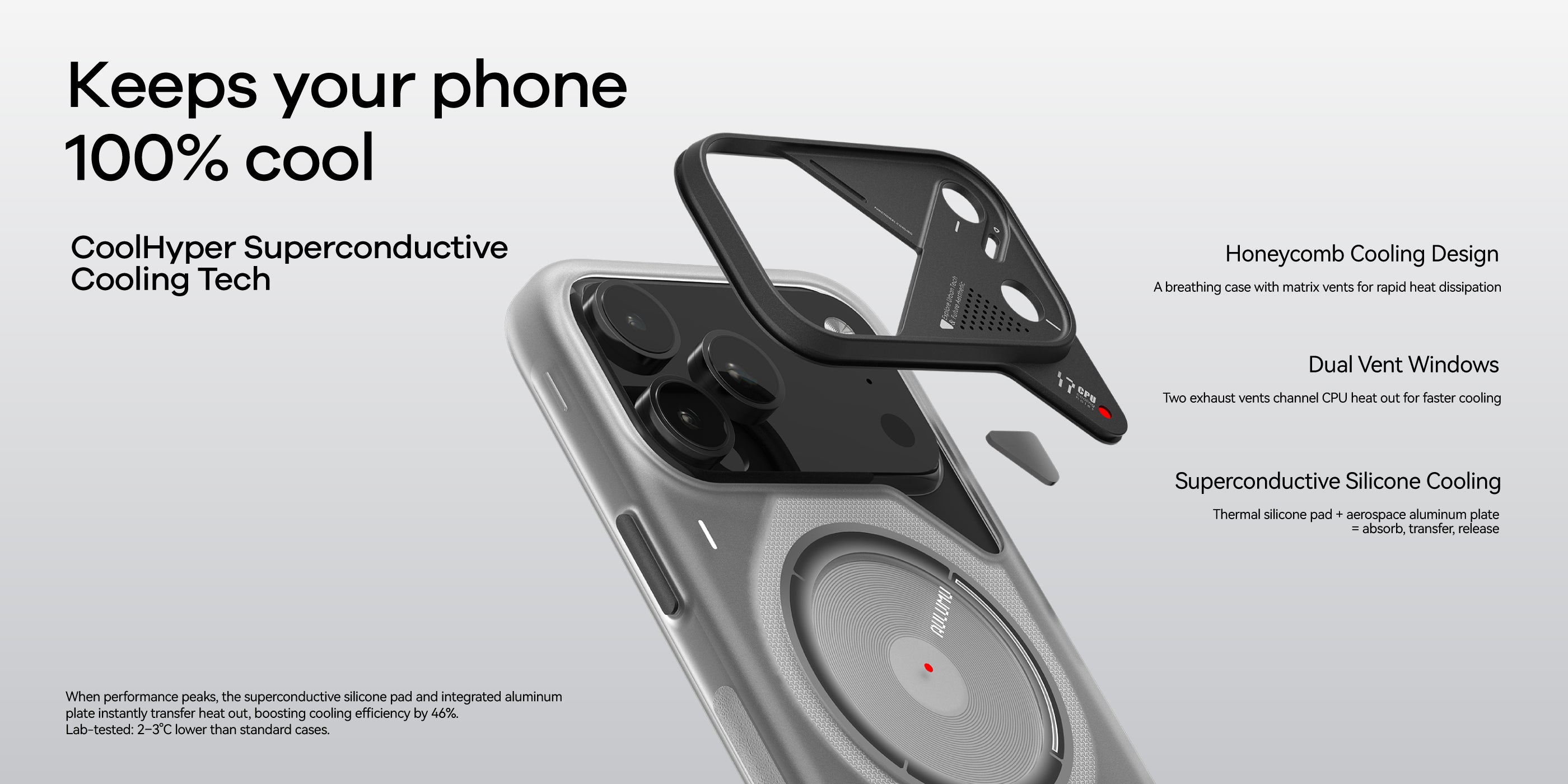 Macro close-up of aluminum camera ring on AULUMU A17 frosted MagSafe case