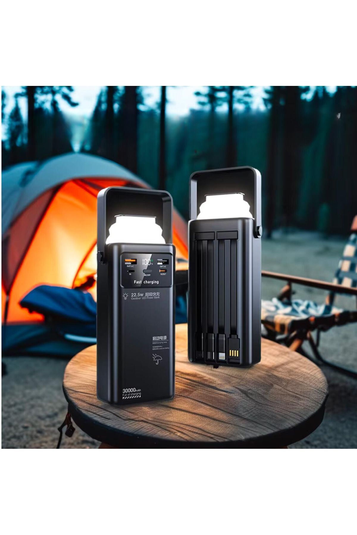 EN SİGA 30.000 mAh Ultra Güçlü Powerbank Led Aydınlatmalı Taşıma Askı Hızlı Şarj 22,5w