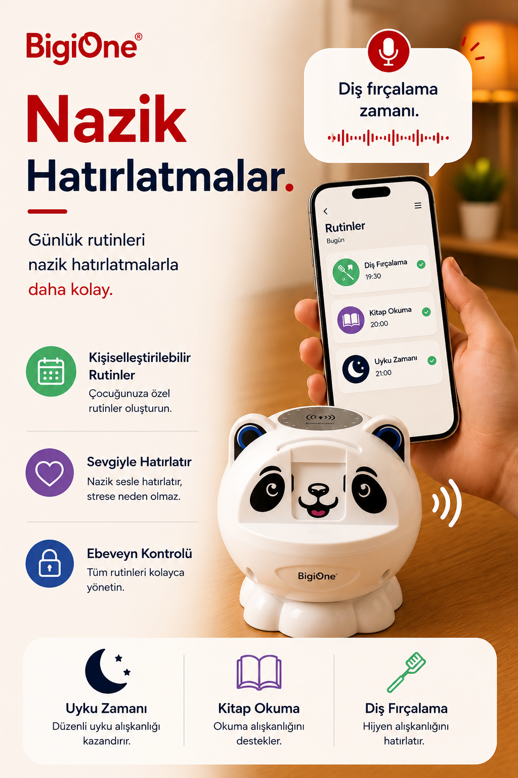 Çocuklar için günlük rutin destek cihazı