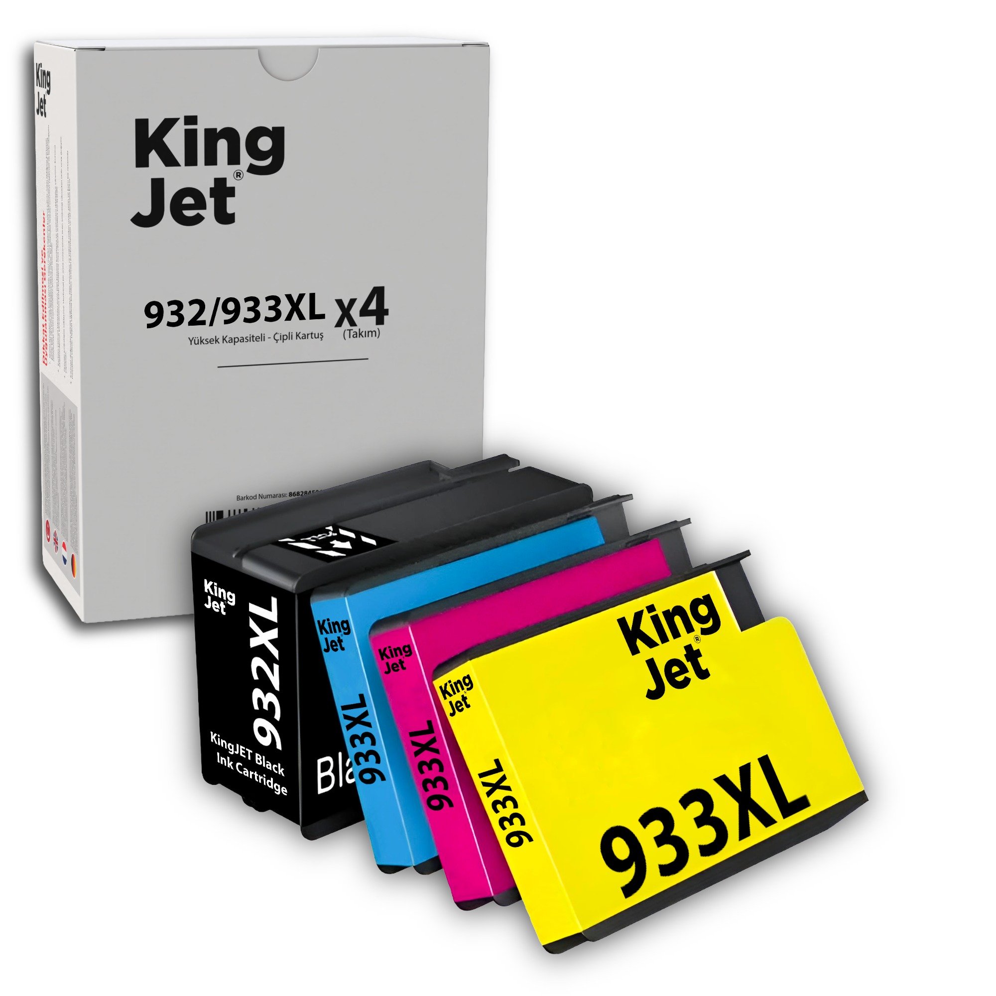 KingJET 932XL Uyumlu Çipli 4 Renk Yüksek Kapasiteli Kartuş Ana Görseli