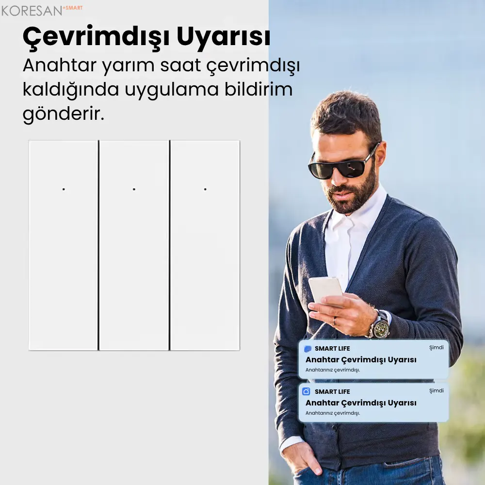Tuya Zigbee Akıllı Duvar Anahtarı Siyah 1/2/3 Tuşlu Nötrlü ve Nötrsüz çevrimdışı uyarısı