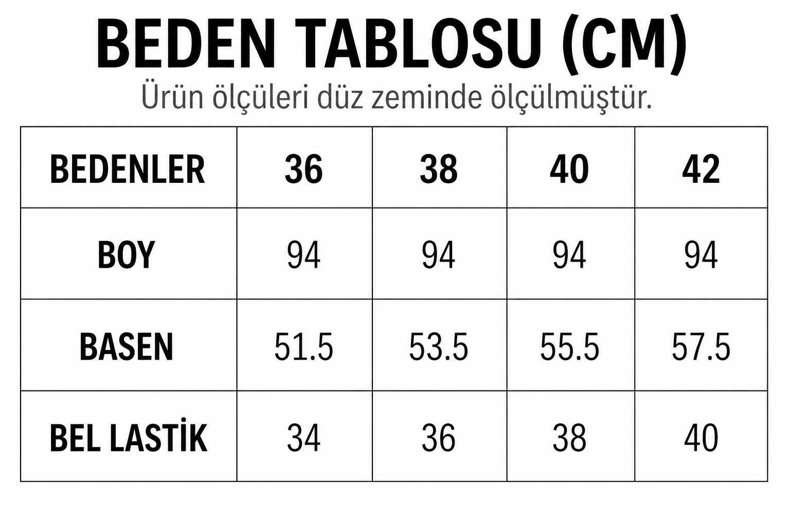 Beden Tablosu