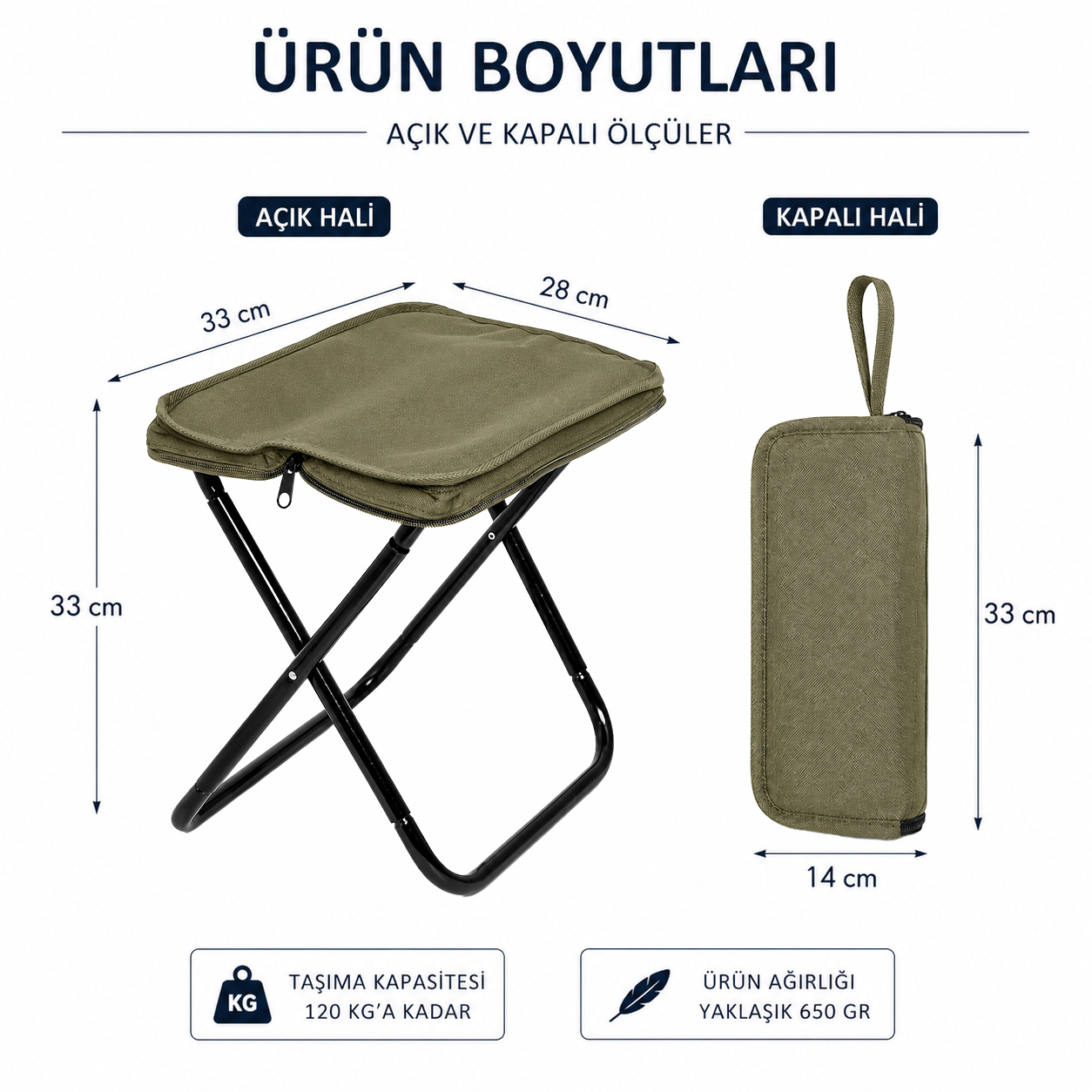 Oxford Kumaş Katlanabilir Tabure
