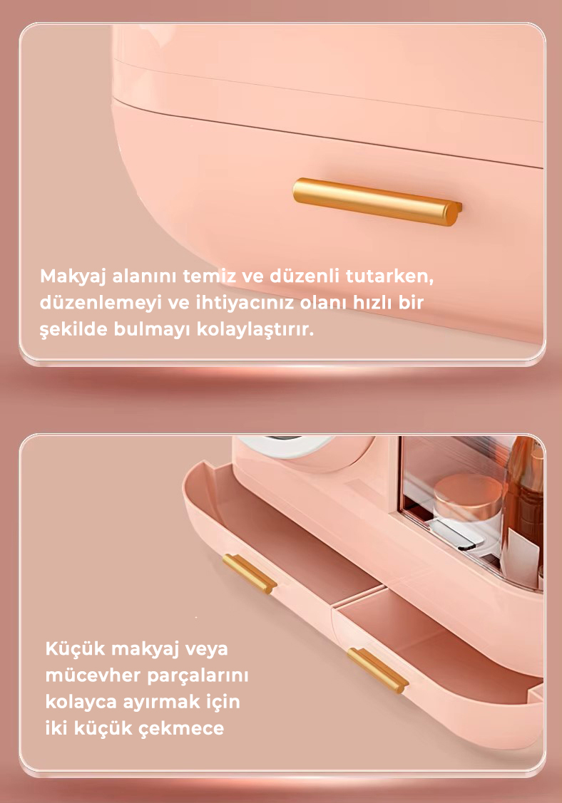 Miyano S50 FAN Makyaj Organizer Seti (Pembe)