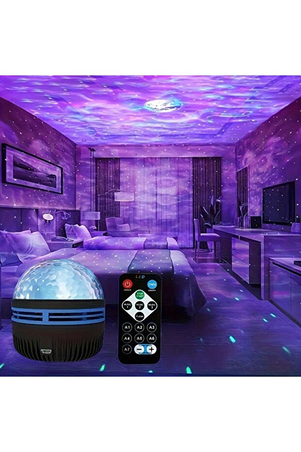 LED Galaxy Yıldız Projektör, Okyanus Dalgası, Projektör Led Gece Lambası, Çocuk Odası Lambası - 8